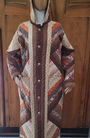 70s Brown Diamond Quilt Duster